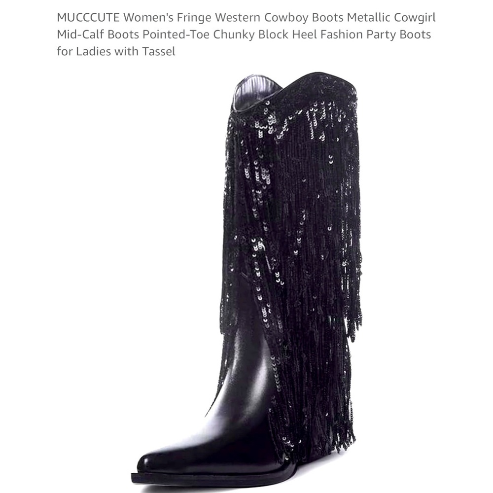 Women’s Black Fringe Western Cowboy Boots
